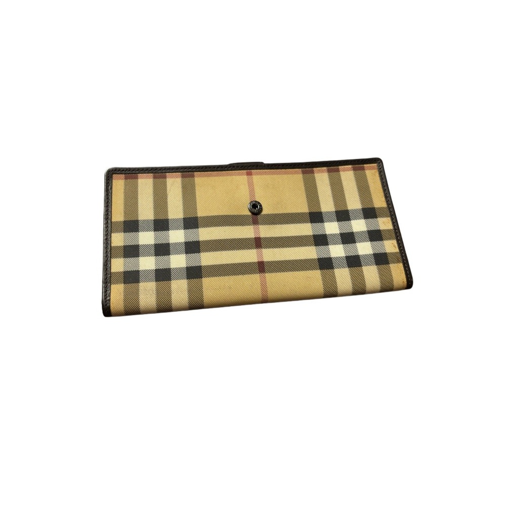 Burberry London Nova Check Canvas Leather Bifold Long Wallet Brown Made in Italy - Picture 3 of 7